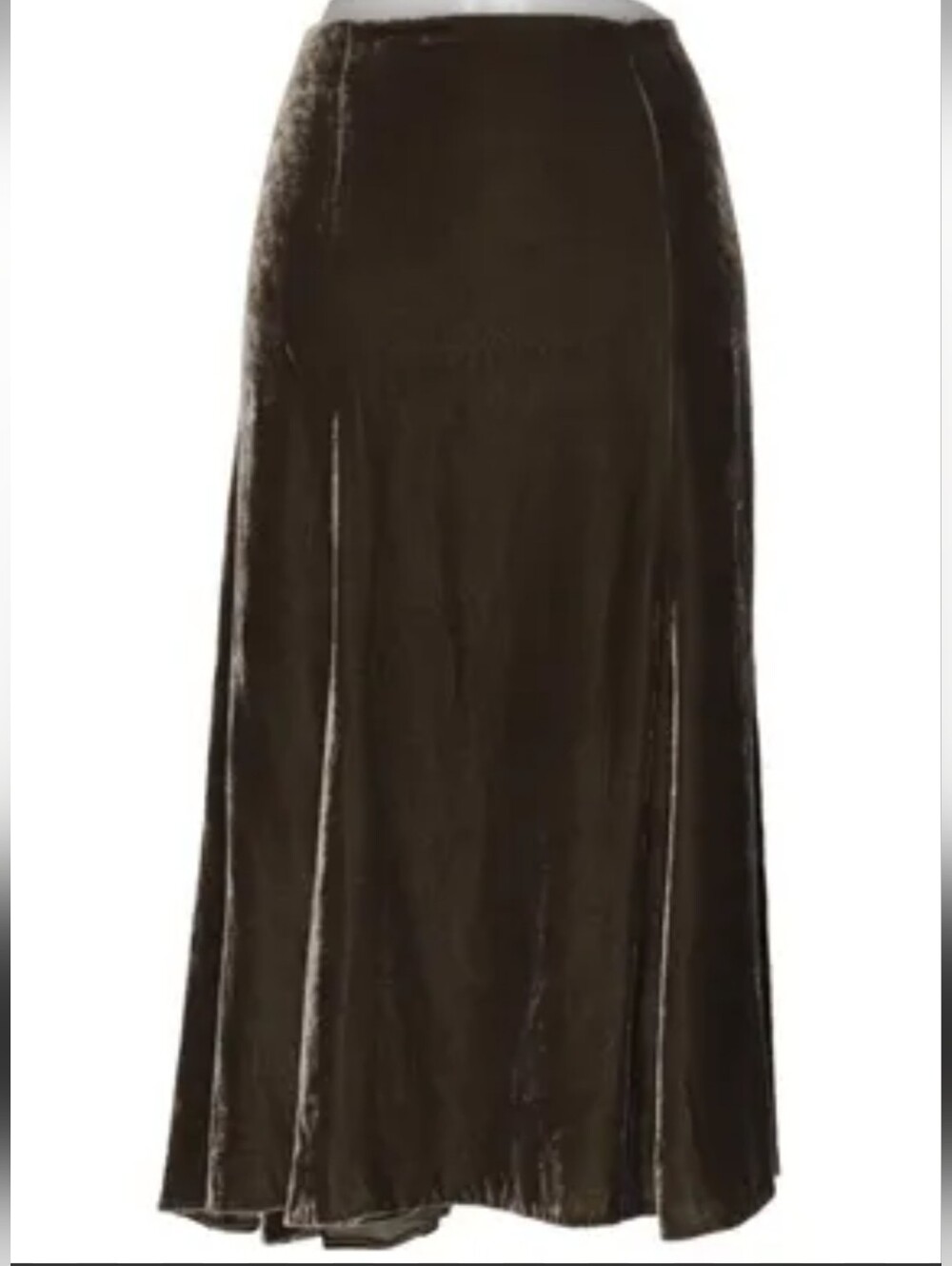 POETRY Midi Skirt, Size 6, Silk Blend, Gray Velvet, Curved Hem